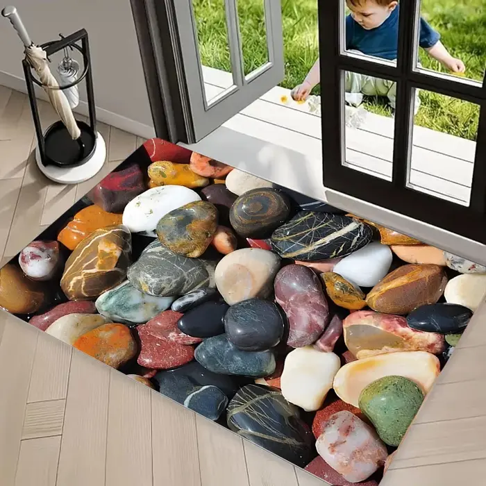 Tapis de sol antidérapant en pierre de rivière pour la décoration intérieure
