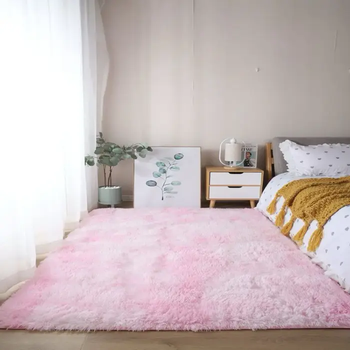 Tapis moelleux tie-dye pour salon, tapis doux et poilu antidérapant pour chambre à coucher, entrée, 