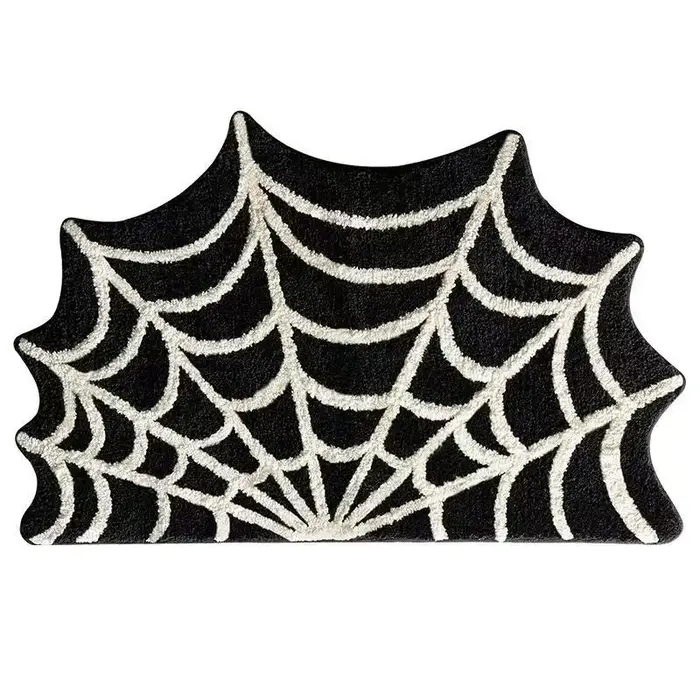 Tapis décoratif en toile d'araignée pour Halloween, antidérapant, absorbant, pour salle de bain, sal