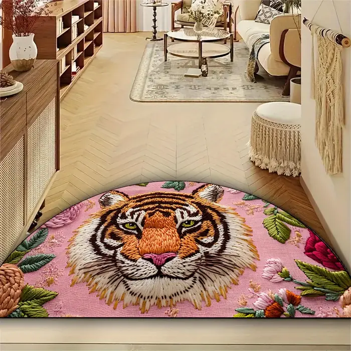 VIKAMA – tapis de sol d'entrée Semi-circulaire imprimé tigre