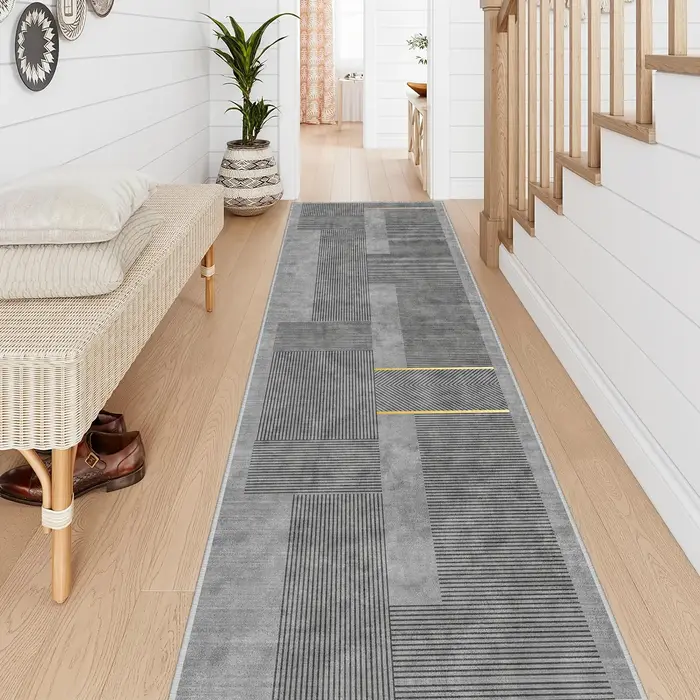VIKAMA Tapis de couloir géométrique minimaliste moderne, paillasson antidérapant pour entrée, balcon