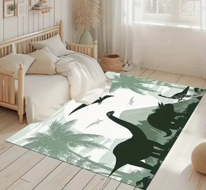 Tapis sur le thème du monde des dinosaures, pour salon, chambre à coucher, zone de jeu, décoration d