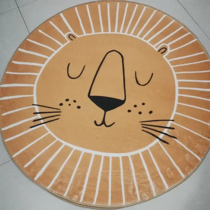 Tapis de jeu rond en forme de Lion de dessin animé pour enfants