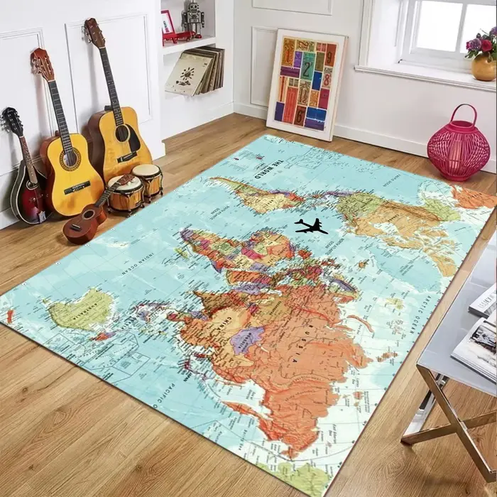 Tapis imprimé carte du monde