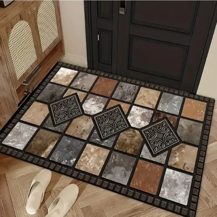 Tapis de porte de bienvenue à motifs de pierre