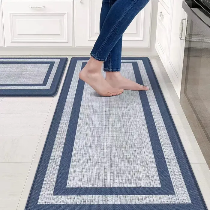 VIKAMA Tapis de cuisine rétro européen Long rectangulaire absorbant l'eau pour salles de bains
