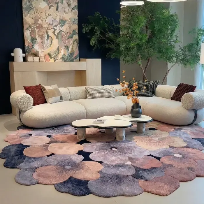 Tapis irrégulier style français pour chambre à coucher