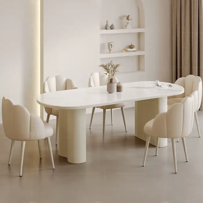Chaises De luxe blanches Table cuisine moderne Unique Restaurant italien Table à manger ensemble Cen