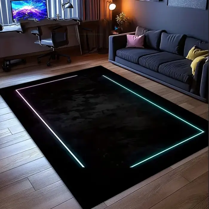 Tapis de jeu à motif néon dégradé bleu-violet