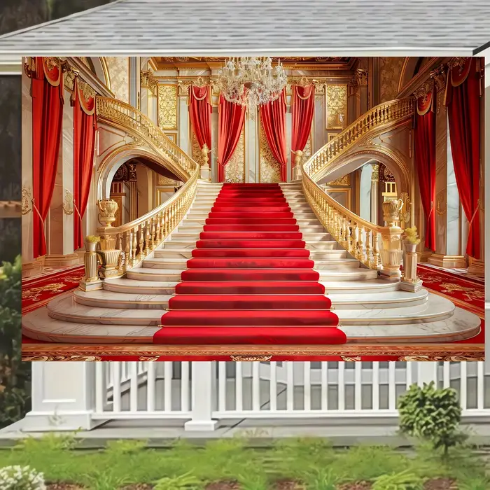 Fond luxueux de palais de tapis rouge, décoration de photographie de fond de château doré royal euro