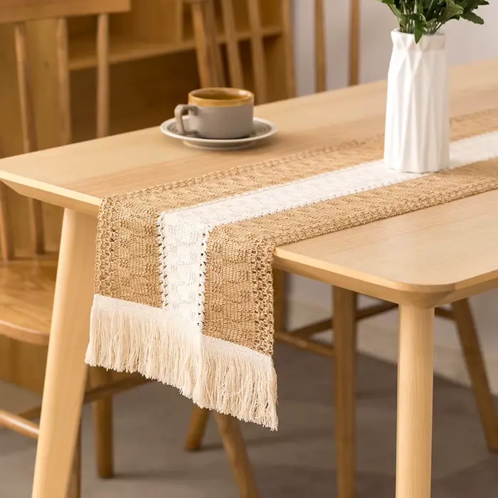 Chemin de Table en coton et lin pour décoration de Mariage, Festivals, décoration de pâques, chemin 