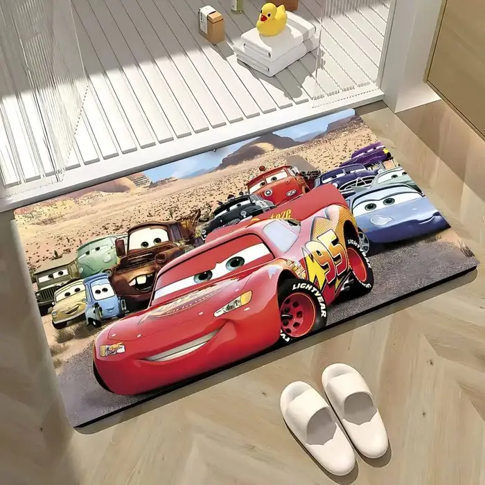 Tapis de salle de bain antidérapant en forme de voiture de dessin animé, tapis de porte, tapis de décoration pour la maison, tapis de porte d'entrée, tapis de porte résistant aux rayures