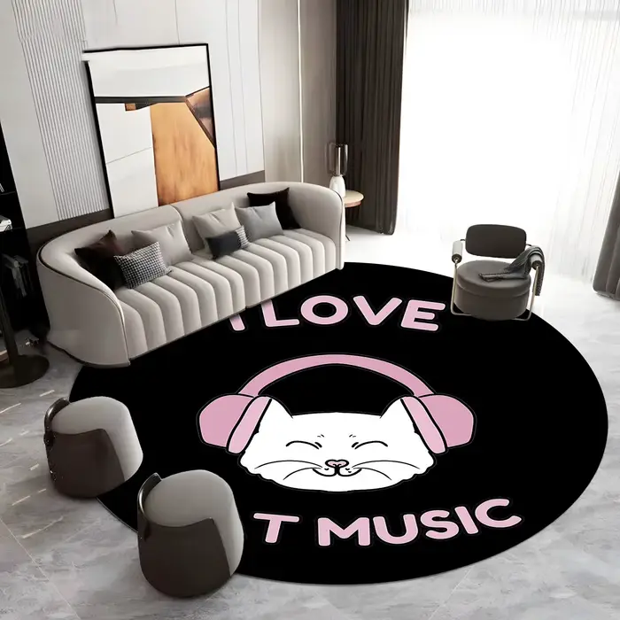 Tapis rond de musique personnalisé en flanelle douce