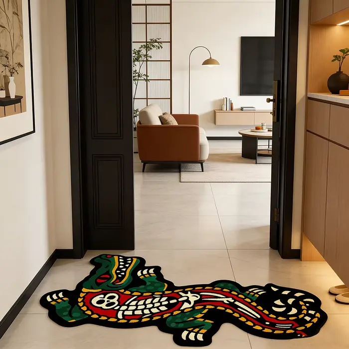 Tapis Rétro Américain Crâne de Crocodile