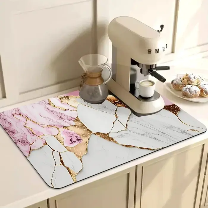 Tapis de vidange de vaisselle de cuisine en marbre