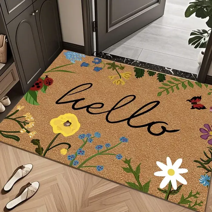 "Hello Tapis de porte antidérapant, tapis de sol durable et imperméable pour entrée ou salle de bain