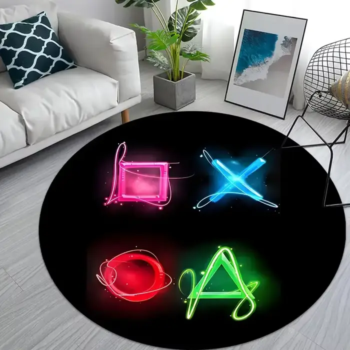 Tapis rond décontracté de jeu pour chambre de garçon, avec contrôleur, Design pour salle de jeux, dé