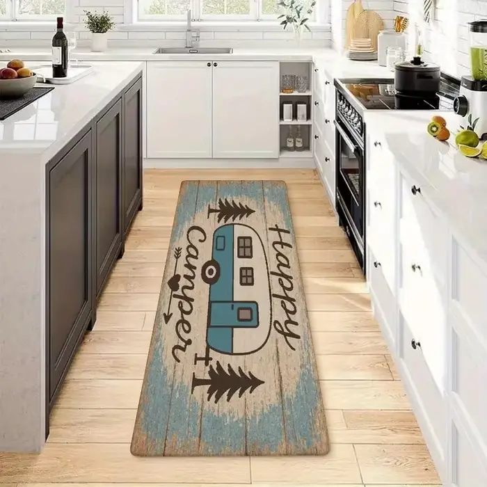 Nouvelle Arrivée Tapis de Couloir Imprimé Camping Style Ferme Rustique Antidérapant Doux pour Cuisine, Couloir et Entrée Décorative