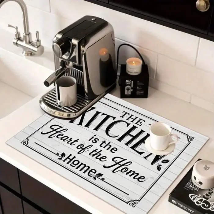 Tapis de séchage pour cuisine en grain de bois blanc, absorbant l'eau, antidérapant, pour machine à 