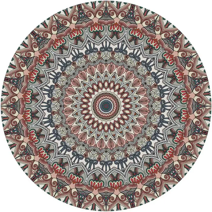 Tapis tibétain Mandala VIKAMA avec art Thangka intemporel, parfait pour le salon et la chambre à cou