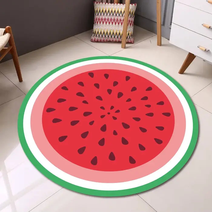 Tapis rond imprimé pastèque pour chambre d'enfants