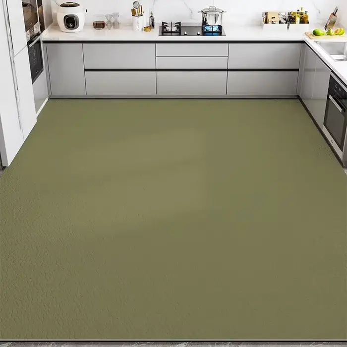 Tapis de sol de cuisine en PVC, noir surdimensionné, imperméable, résistant à l'huile, antidérapant,