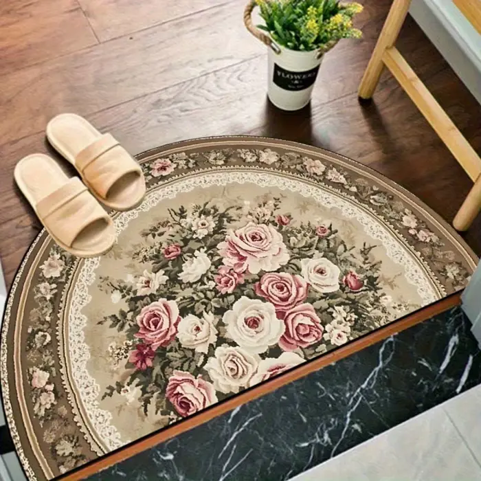VIKAMA Tapis demi-rond vintage à motif floral