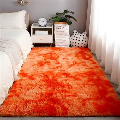 Tapis de zone Orange doux et moelleux, coloré, Shaggy, pour chambre d'enfants, tapis de jeu en peluc