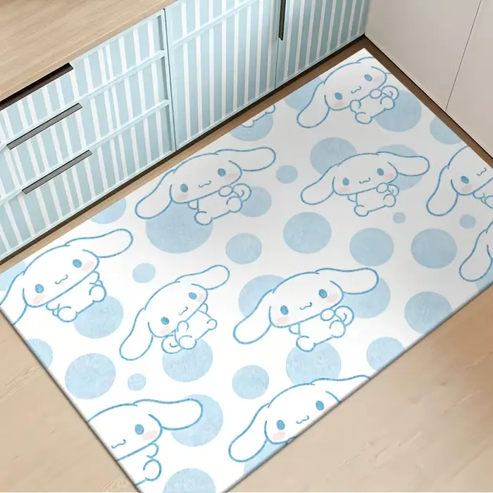 Tapis de sol intérieur à motif de points bleus, motif de dessin animé Cinnamoroll, pour chambre à co