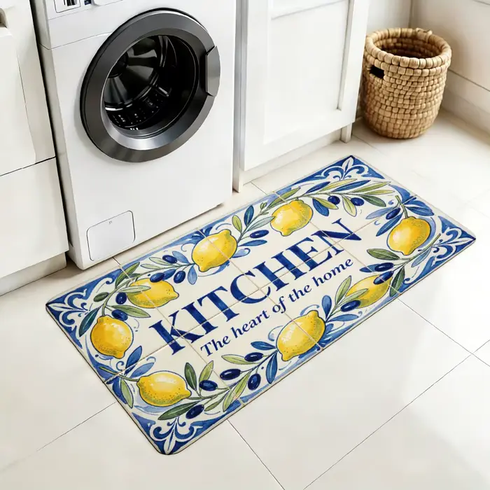 KITCHEN The heart of the home Tapis de couloir imprimé citron