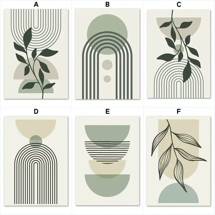 Toile de ligne géométrique de feuille verte sauge