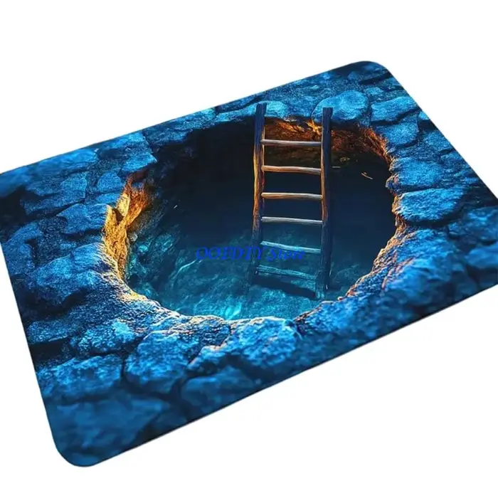 Tapis porte d'entrée absorbant 367A avec conception d'illusion d'optique 3D antidérapante pour sécurité