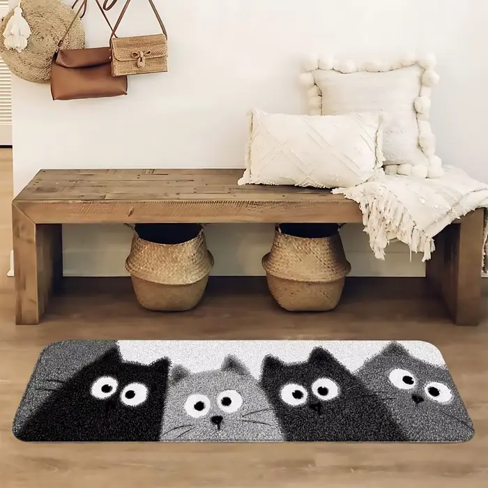 VIKAMA – tapis de bain chaton de dessin animé, doux, confortable et anti-bruit, pour salle de bain, 