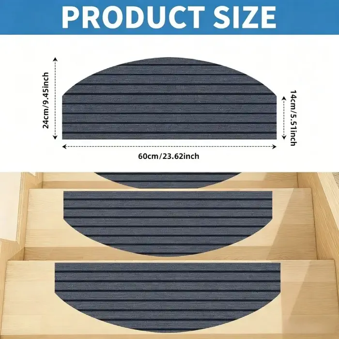 Tapis d'escalier auto-adhésifs antidérapants, absorbants l'eau, silencieux, semi-circulaires, protection du sol