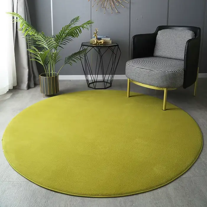 Tapis rond en velours de corail gris