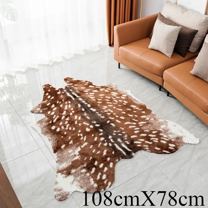 Tapis imprimé léopard simulé cerf, doux et confortable, artificiel, pour salle de bain, chambre à coucher, salon, décoration de la maison
