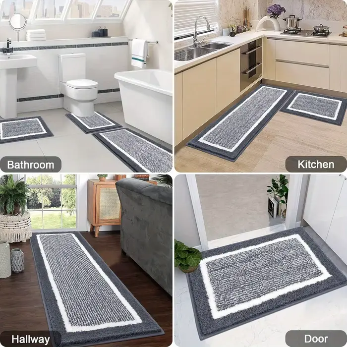 Ensemble de tapis de salle de bain en microfibre lavable 3 pièces/ensemble