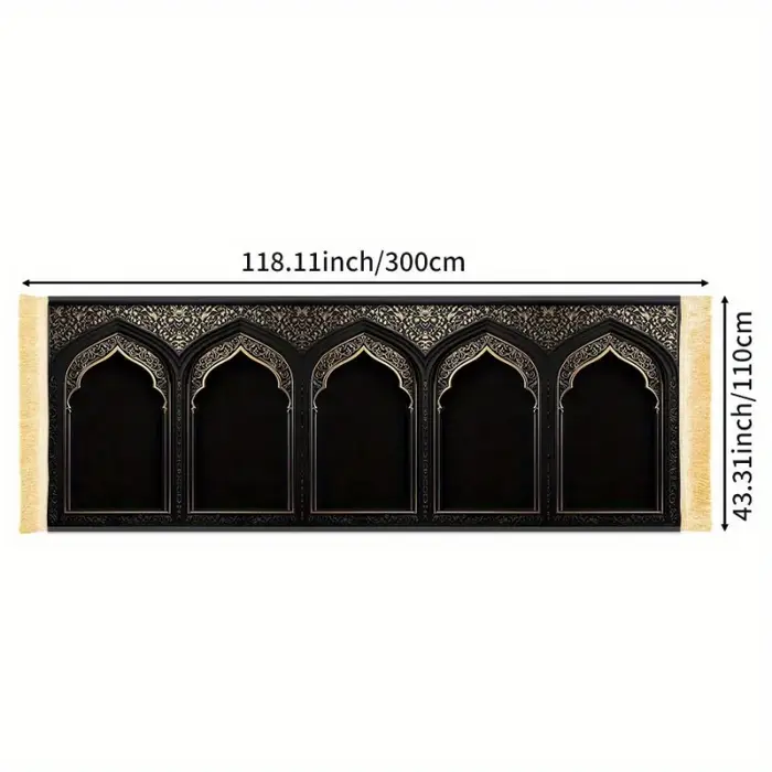 Tapis de prière islamique luxueux VIKAMALux avec pompons, tapis de culte musulman pour la maison ou les grands rassemblements et les prières de groupe
