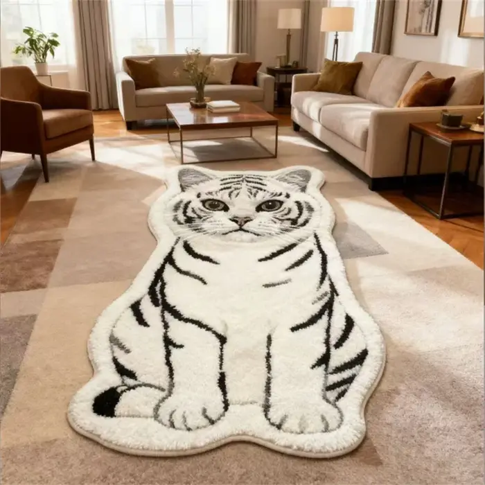 Tapis en fausse fourrure imitation cachemire motif chat mignon
