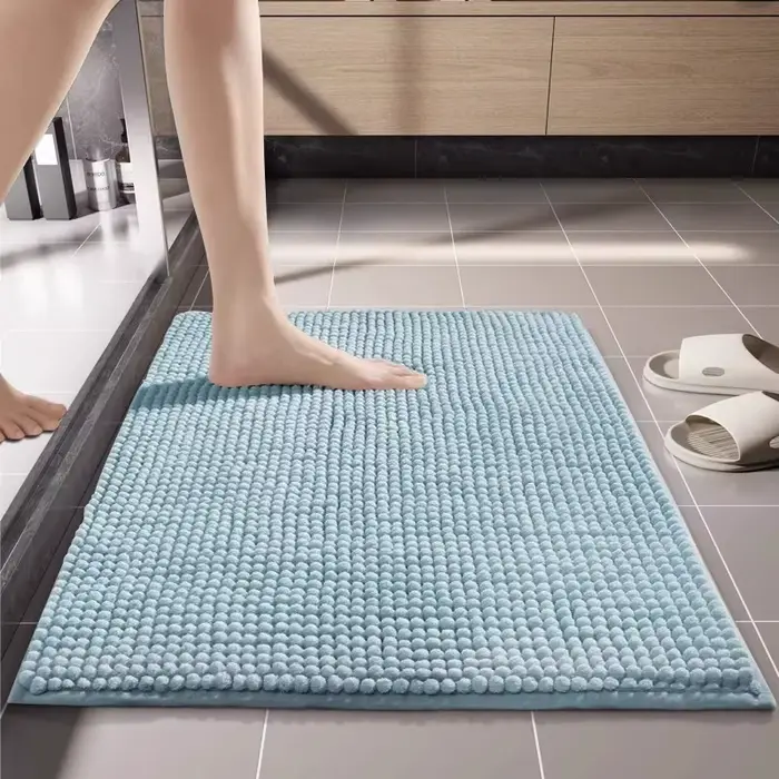Tapis de bain en chenille absorbant l'eau, antidérapant, pour salle de bain, toilettes, cuisine, ent