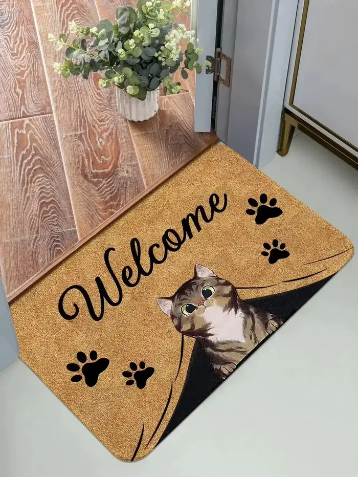 Tapis chat noir tapis de bienvenue mignon dessin animé zone antidérapante paillasson doux tapis pour