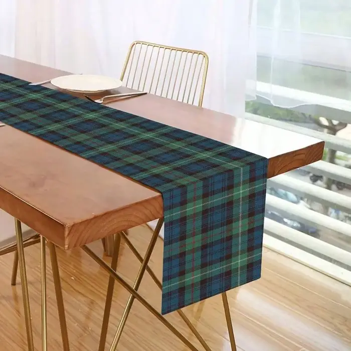 Chemin de table à motif tartan | Plaid noir bleu | Décor extérieur et d'automne | Polyvalent p
