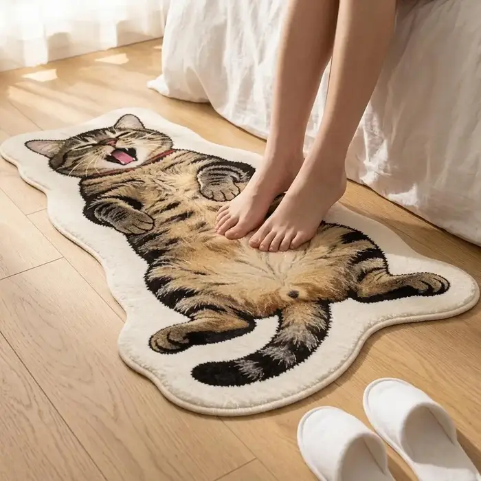 Tapis irrégulier en forme de chat mignon