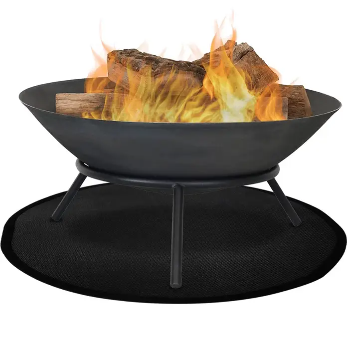 Tapis de gril tapis de foyer pour barbecue en plein air poêle rond tapis de feu trois couches épaissi tapis de feu de poêle ignifuge pour pont