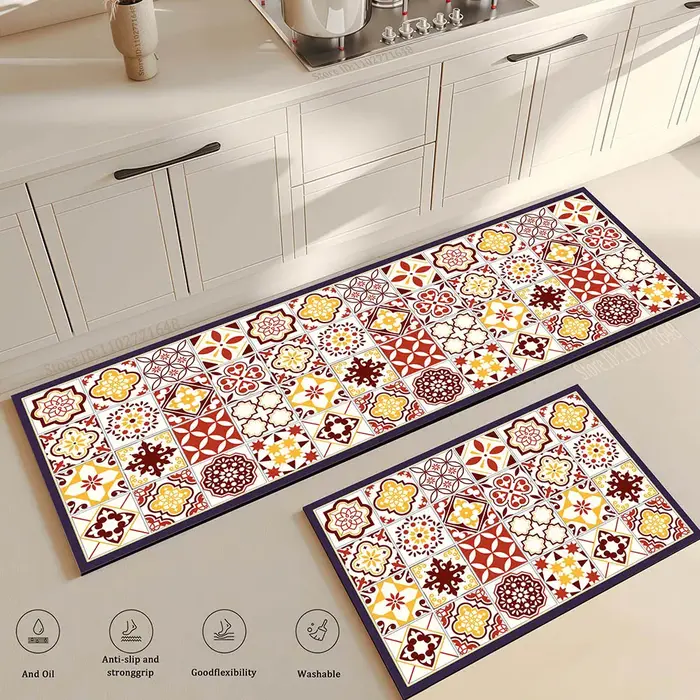 Tapis de cuisine rétro antidérapant