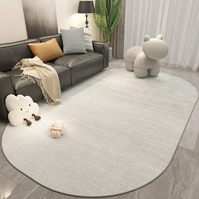 Tapis ovale de luxe léger pour décoration de chambre à coucher