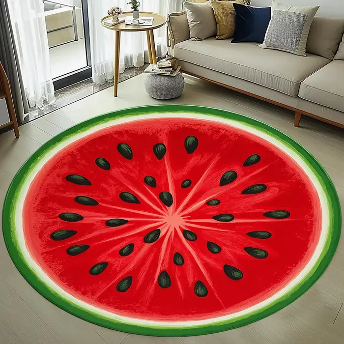 Tapis rond réaliste en forme de tranche de pastèque