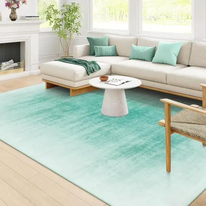 Tapis de salon rétro bleu méditerranéen