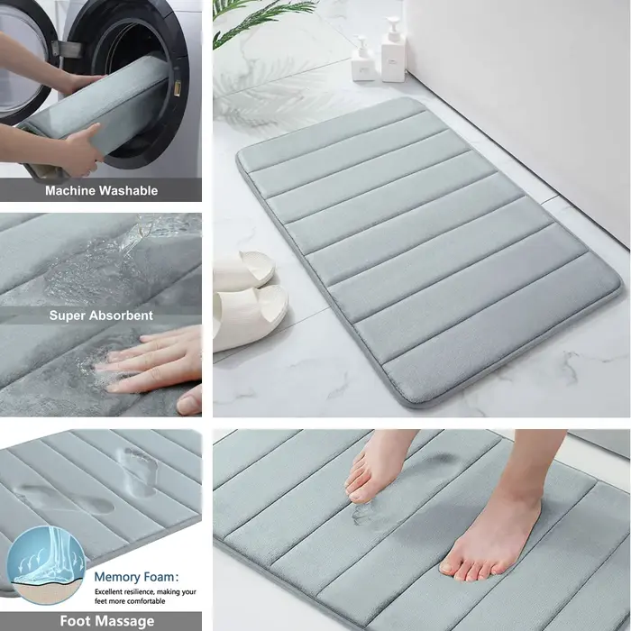 Polymères de bain en mousse à mémoire de forme, extra doux, coordonnants, super absorbants, tapis de bain pour le sol, les pieds, les toilettes