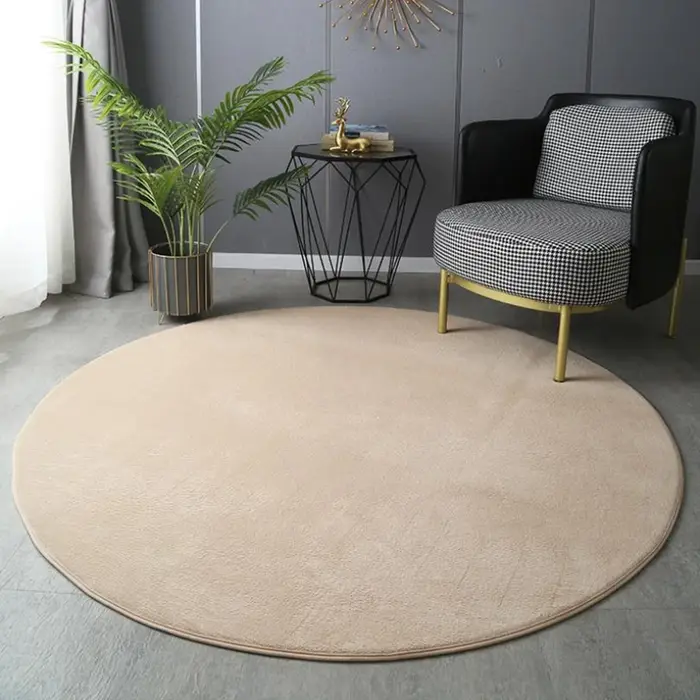 Tapis rond en velours de corail gris